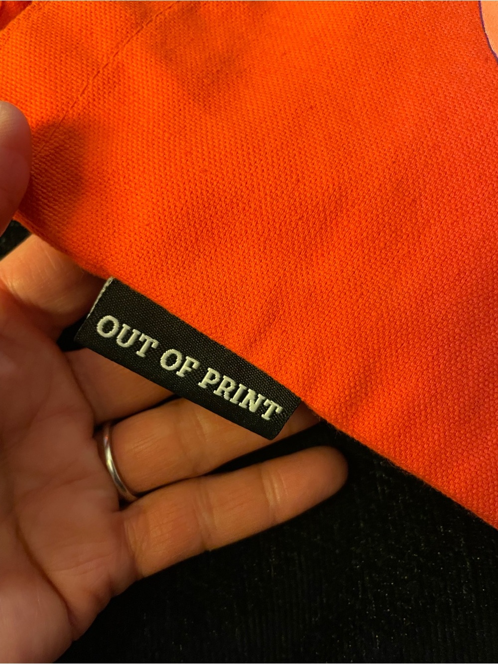 Out of Print Orange Canvas Tote with Black Label - Picture 2 of 7